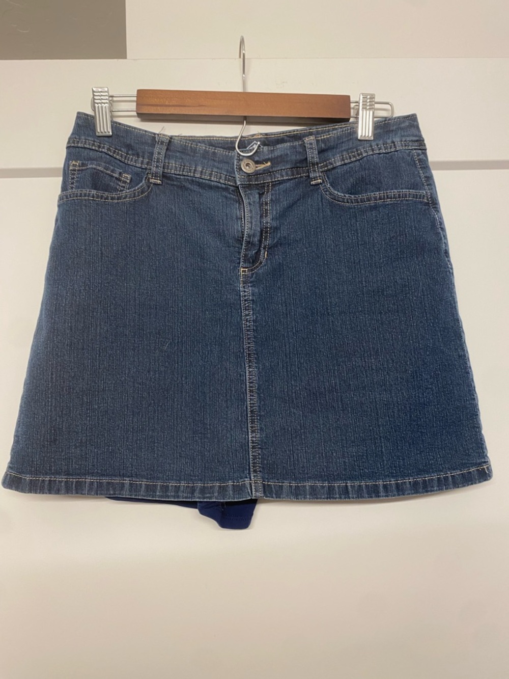 Classic Dark Blue Denim Mini Skirt - Women's Casual